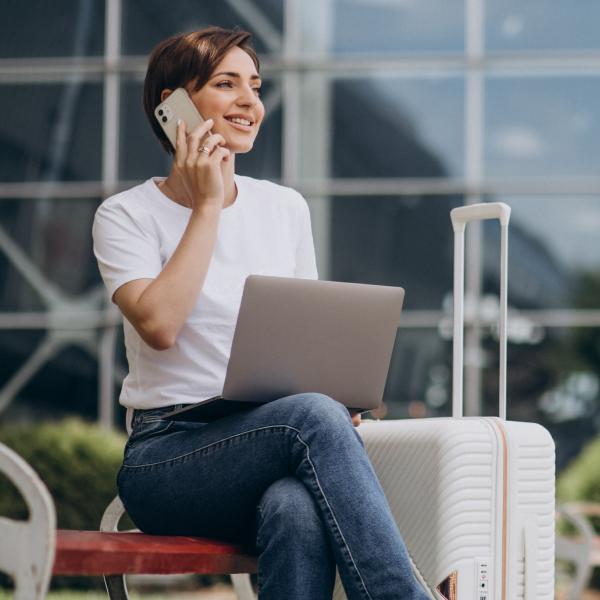Woman works at the airport
